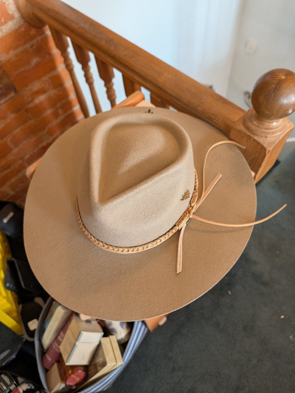 **NWT Gigi Pip Emery Tan Wool Rancher Fedora Hat Size 57 S/M**
